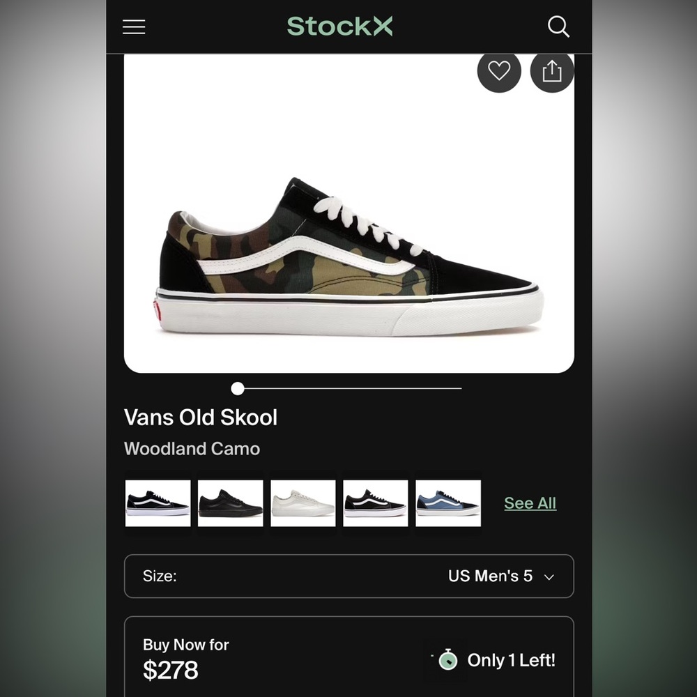 Vans Black and Camouflage Sneakers